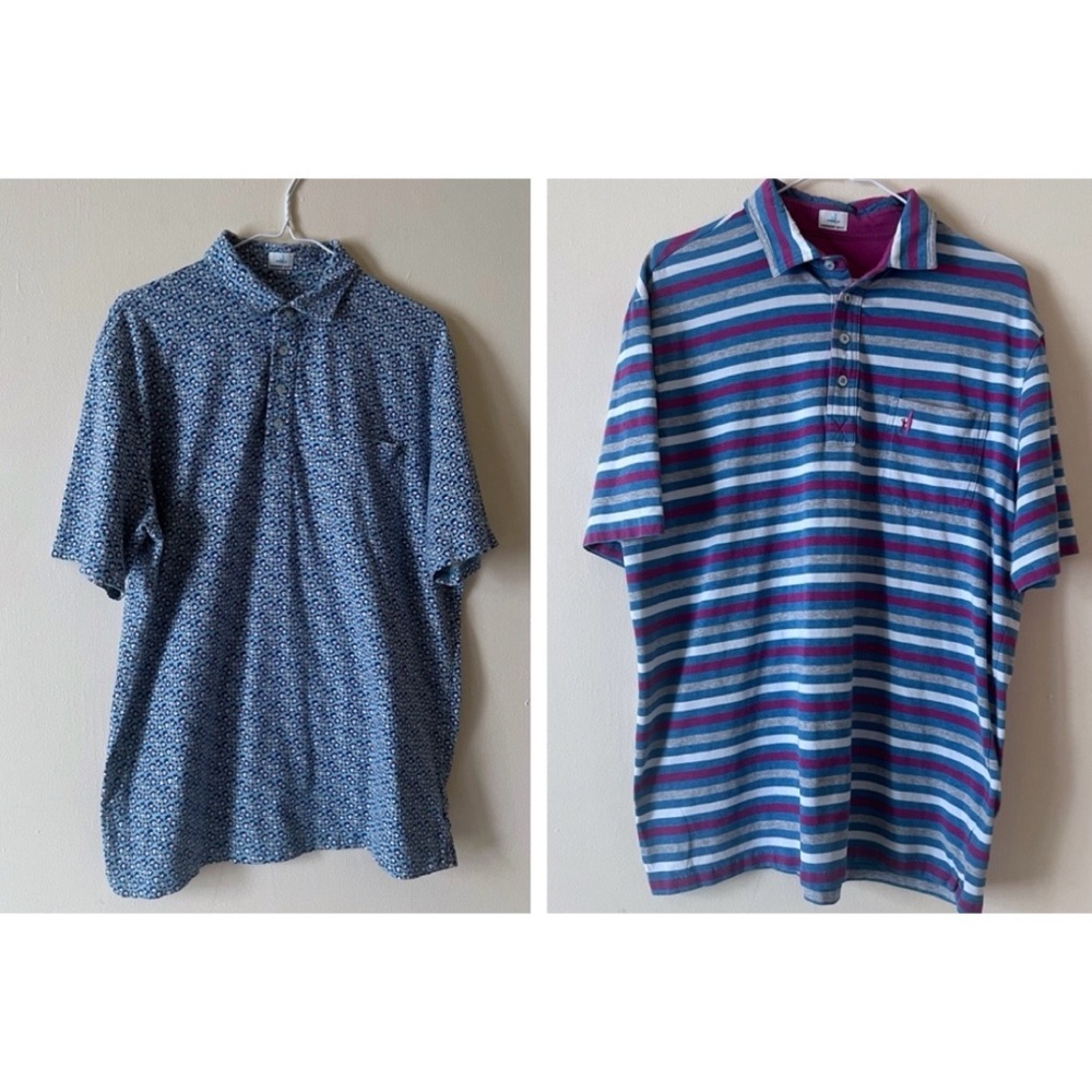 Johnnie-O Polo Shirt Men's Large Short Sleeve Casual Golf Stretch Lot Of 2